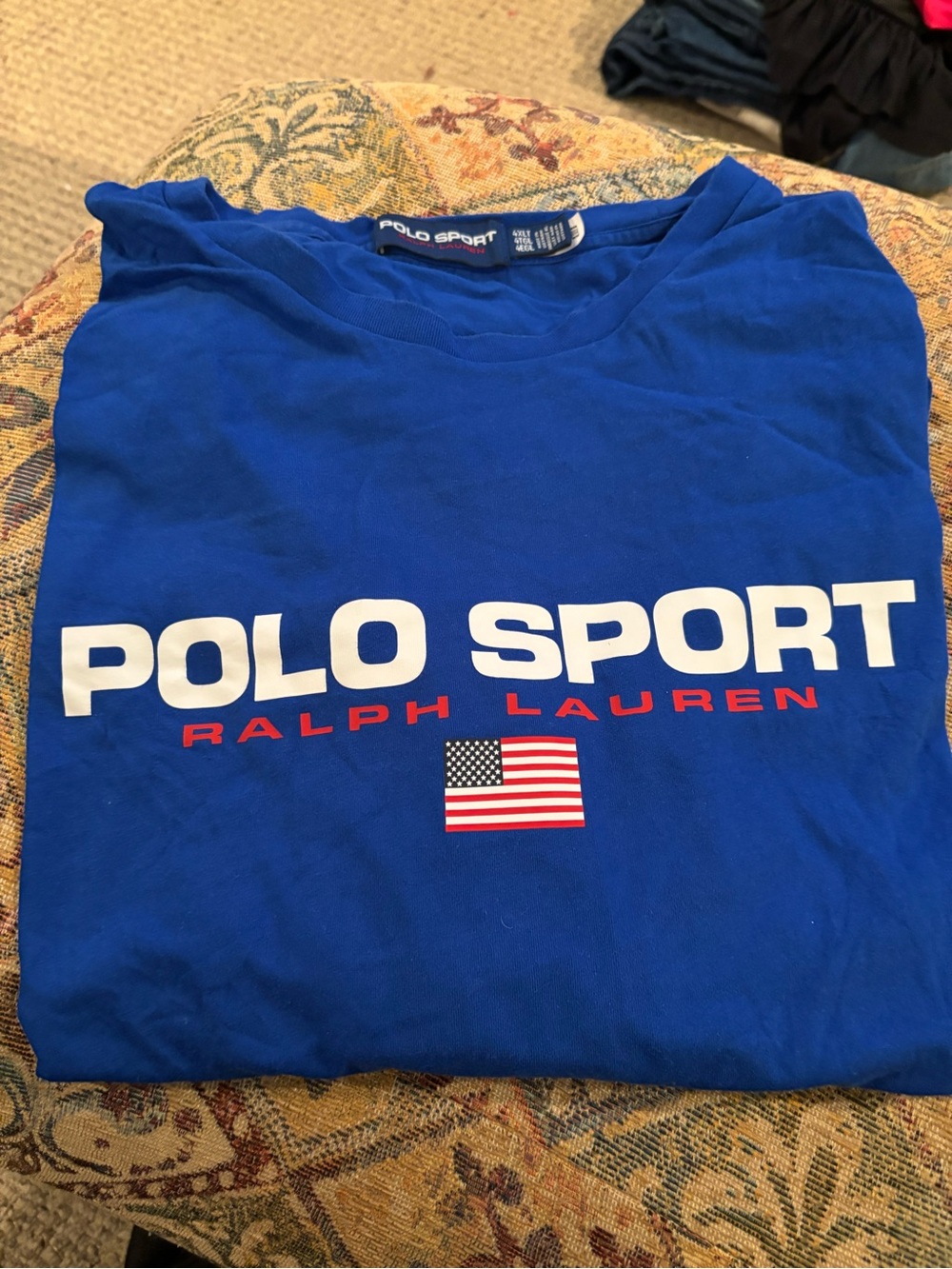 Polo by Ralph Lauren Blue Polo Sport Graphic Tee with USA Flag